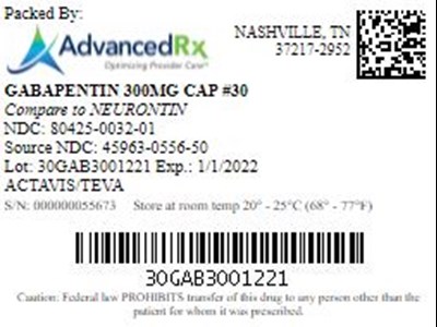 Gabapentin 300mg Cap Qty 30 NDC 80425-0032.jpg Gaba #30 - Gabapentin 300mg Cap Qty 30 NDC 80425 0032